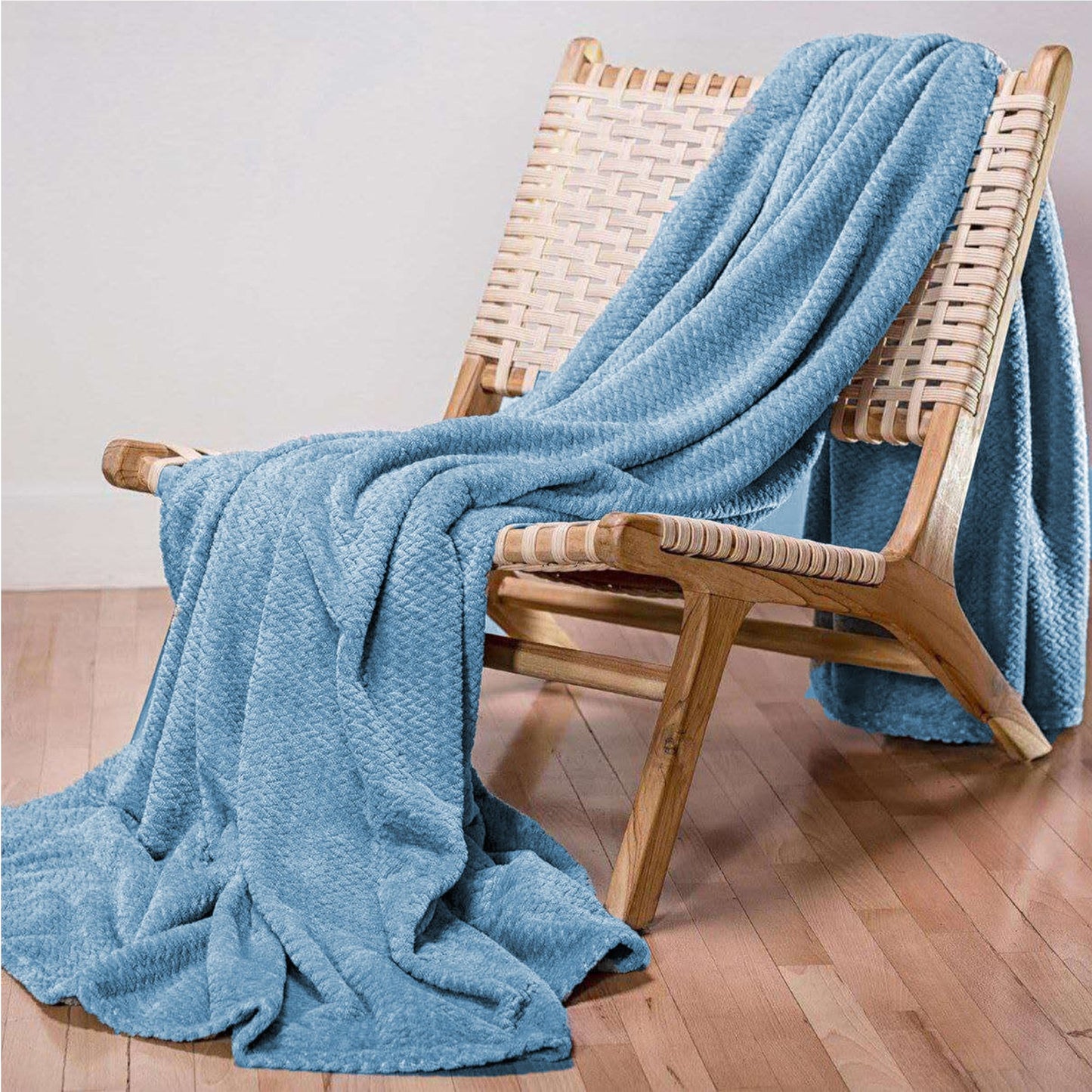 PLAID IN MORBIDA E CALDA FLANELLA CORAL AZZURRO 160X200