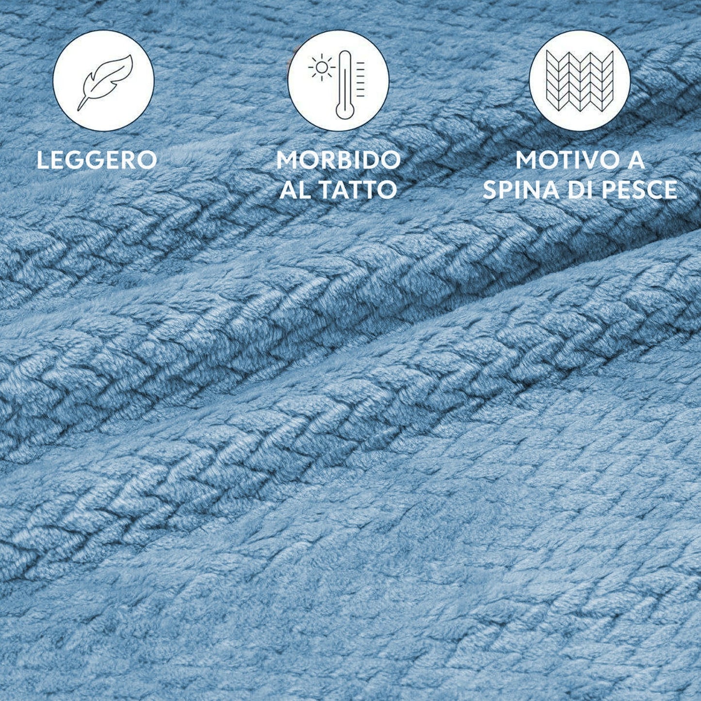 PLAID IN MORBIDA E CALDA FLANELLA CORAL AZZURRO 160X200