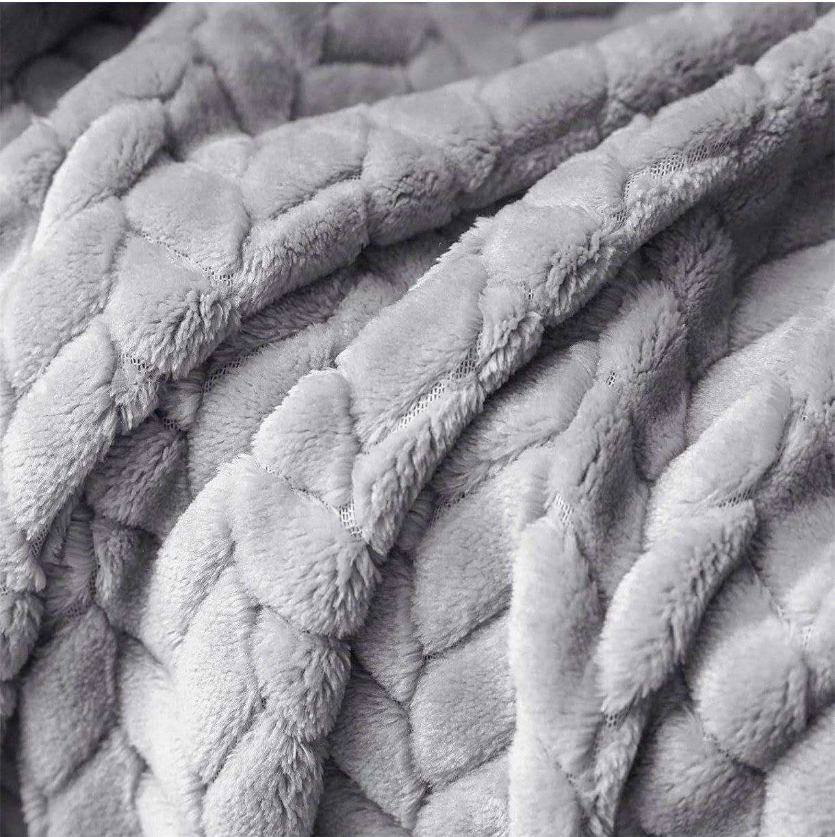 PLAID IN MORBIDA E CALDA FLANELLA CORAL GRIGIO CHIARO 160X200