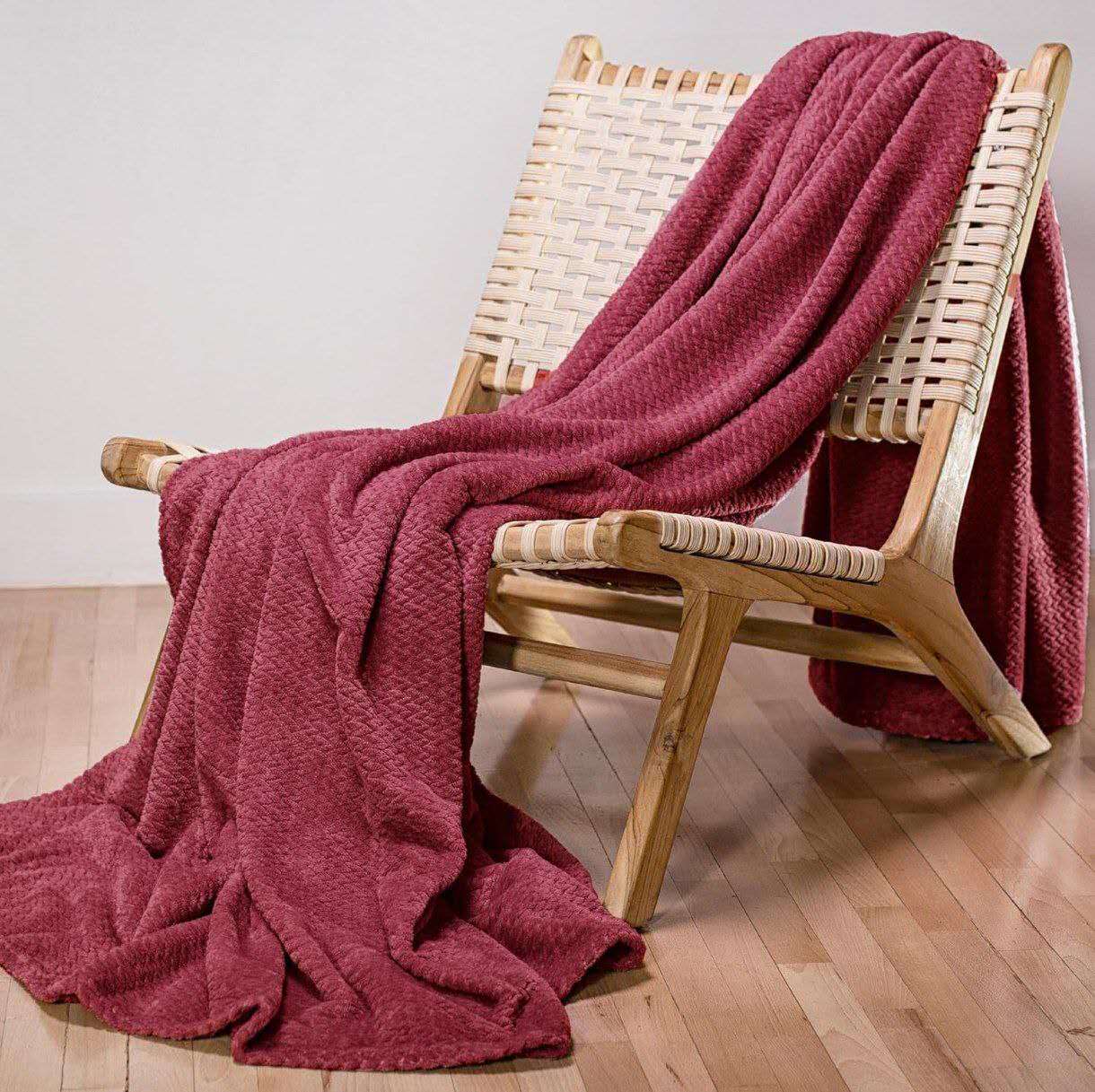 PLAID IN MORBIDA E CALDA FLANELLA CORAL BORDEAUX 160X200