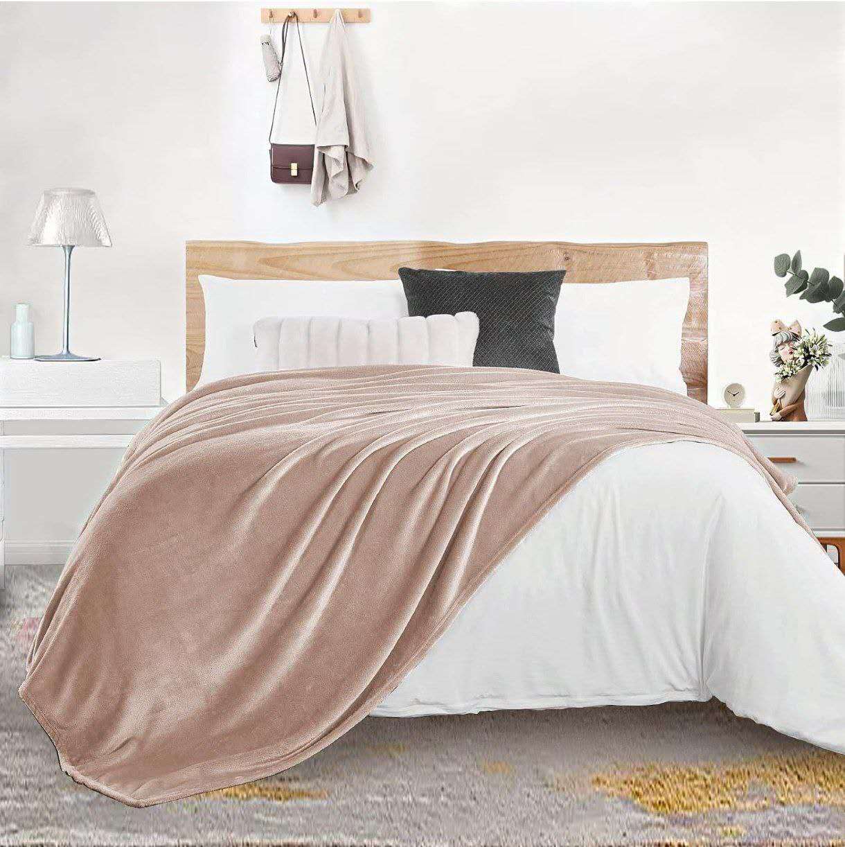 PLAID IN MORBIDA E CALDA FLANELLA CORAL BEIGE 200X220