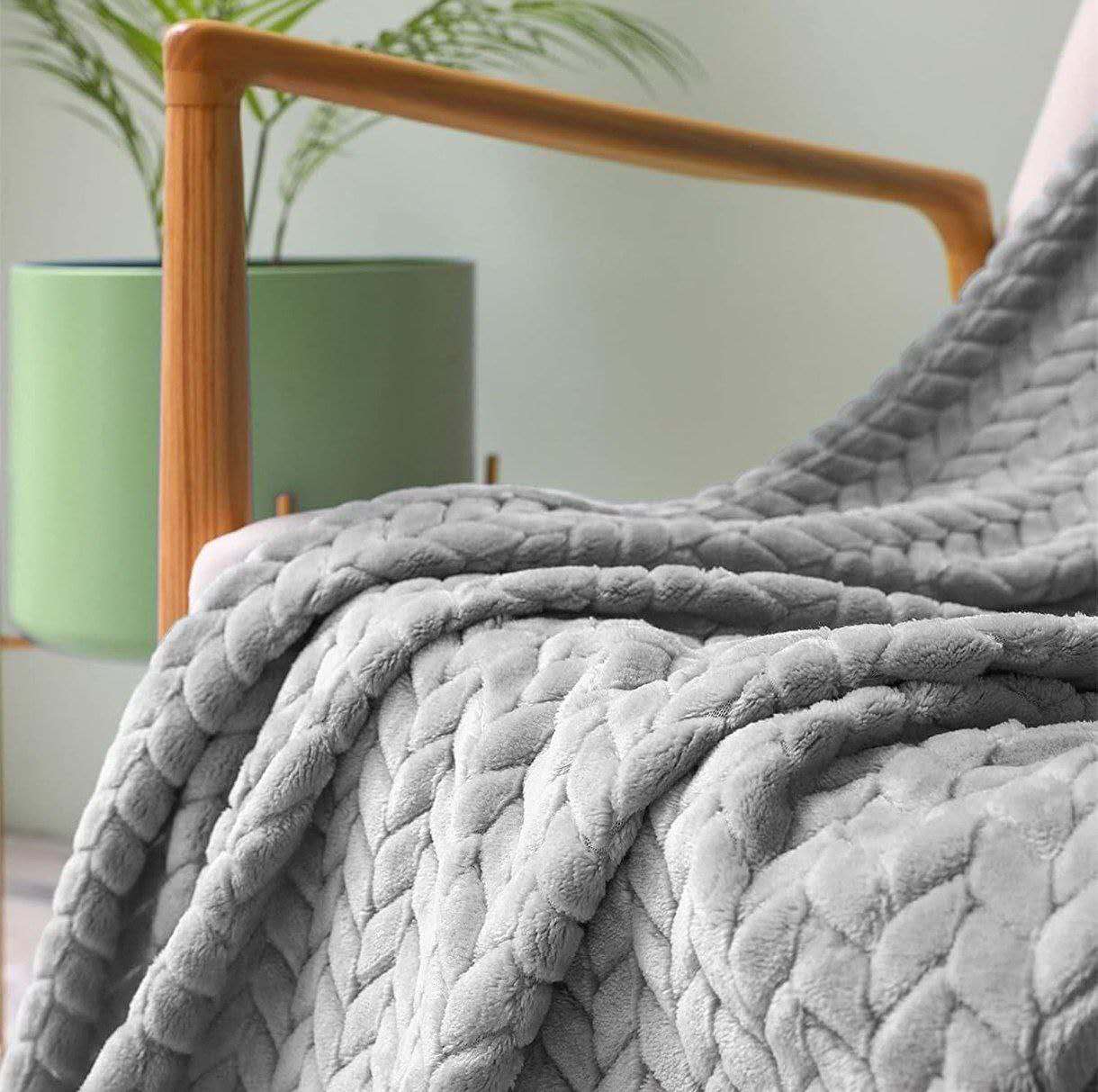 PLAID IN MORBIDA E CALDA FLANELLA CORAL GRIGIO CHIARO 160X200