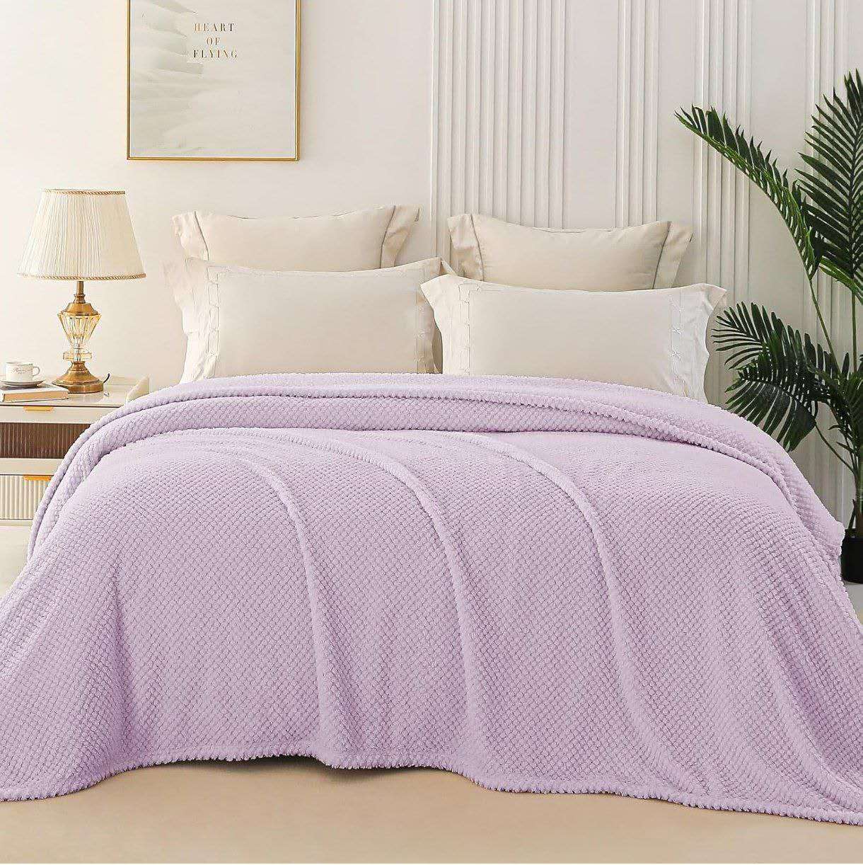 PLAID IN MORBIDA E CALDA FLANELLA CORAL LILLA 160X200