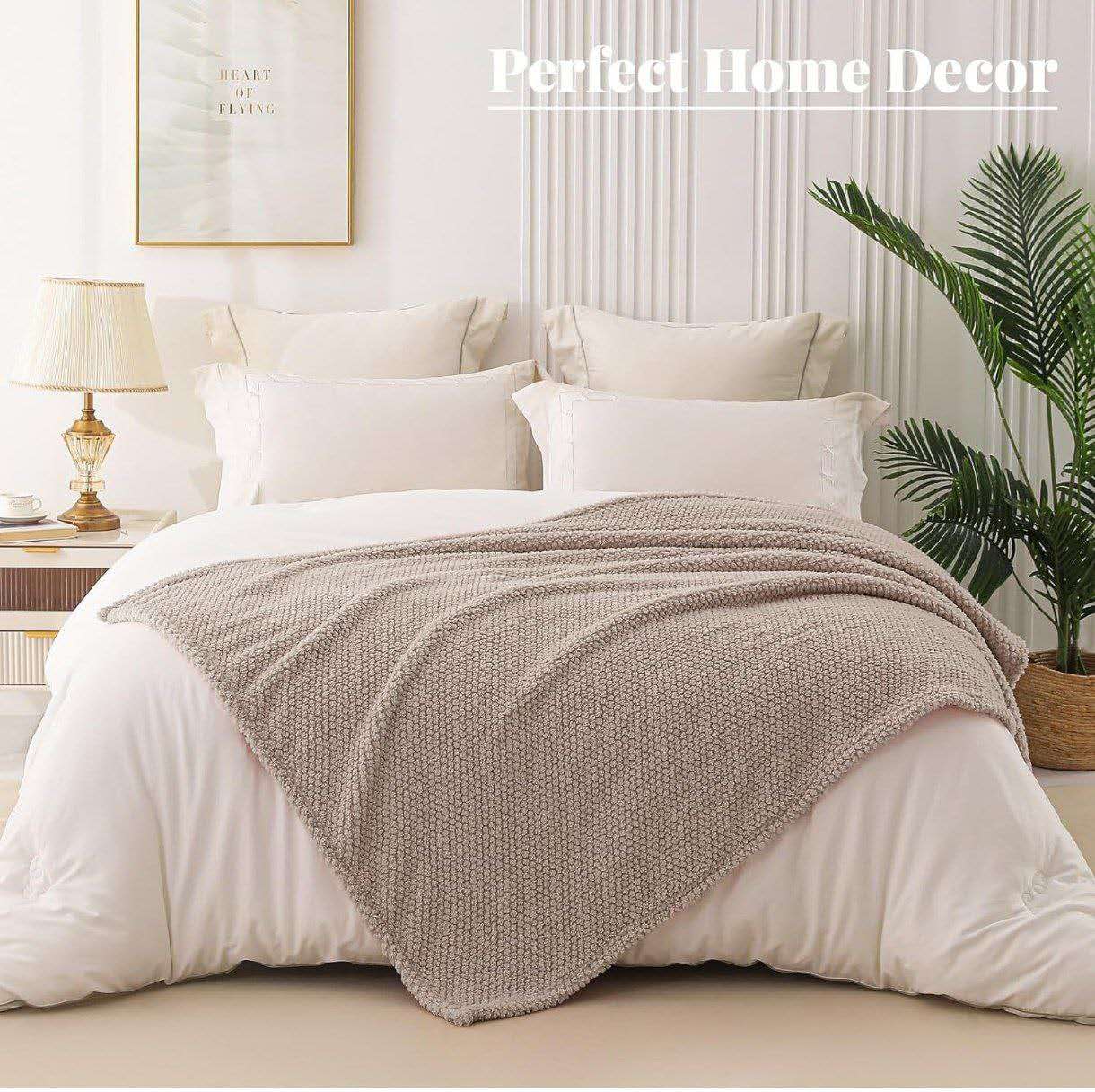 PLAID IN MORBIDA E CALDA FLANELLA CORAL BEIGE 200X220