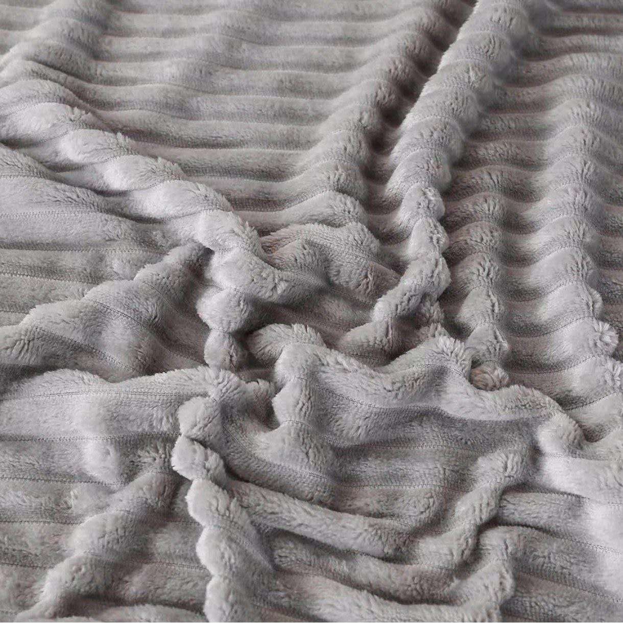 PLAID IN MORBIDA E CALDA FLANELLA CORAL GRIGIO CHIARO 160X200