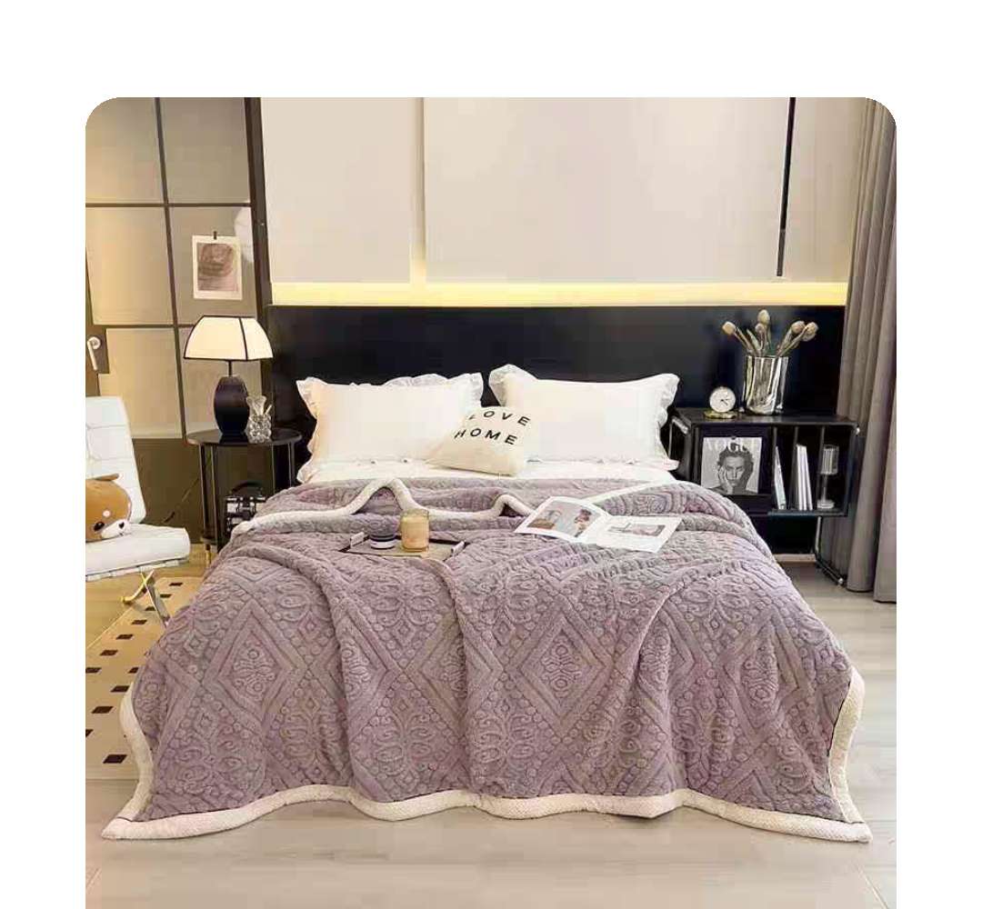 PLAID IN MORBIDA E CALDA FLANELLA CORAL CON LANA GRIGIO 200X230