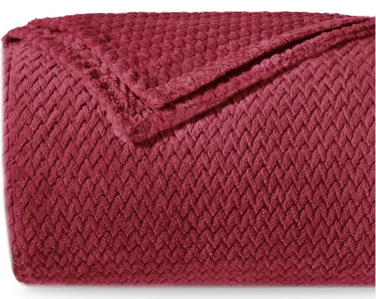 PLAID IN MORBIDA E CALDA FLANELLA CORAL BORDEAUX 160X200