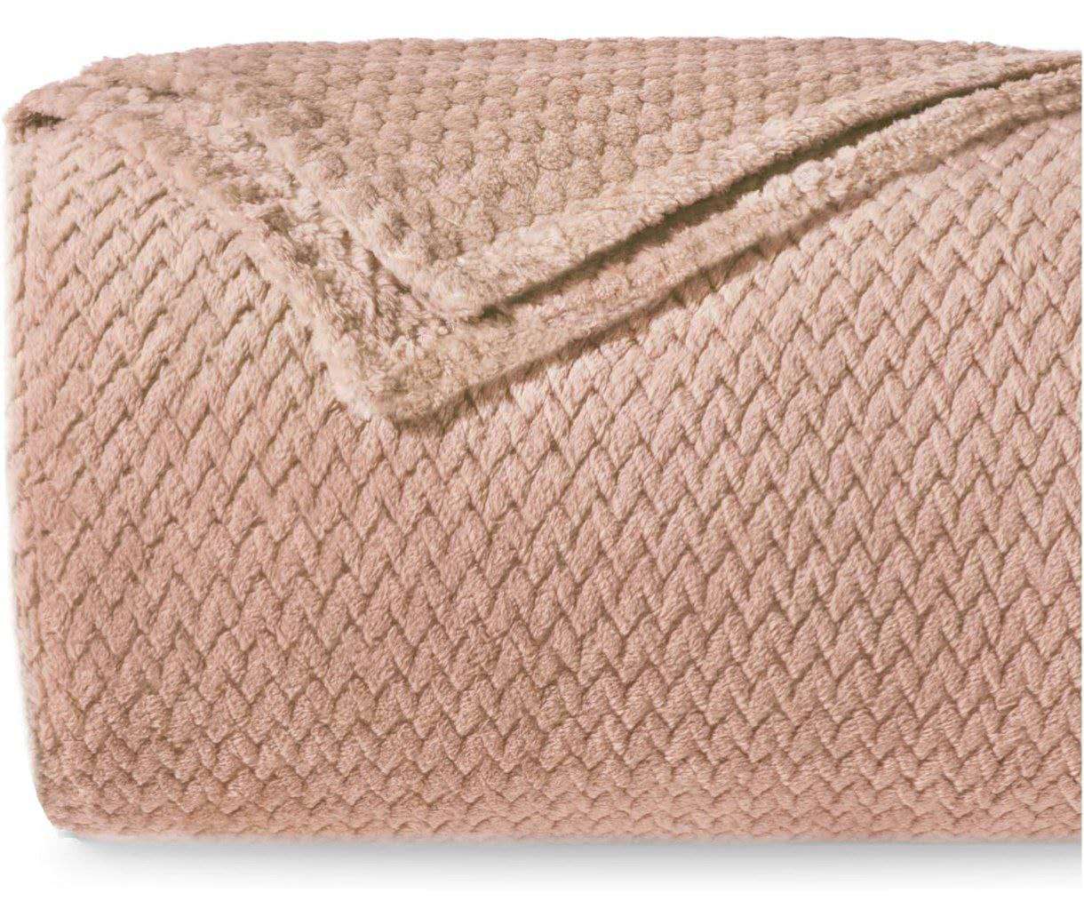 PLAID IN MORBIDA E CALDA FLANELLA CORAL BEIGE 200X220