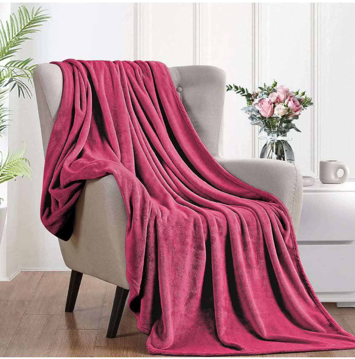 PLAID IN MORBIDA E CALDA FLANELLA CORAL BORDEAUX 160X200