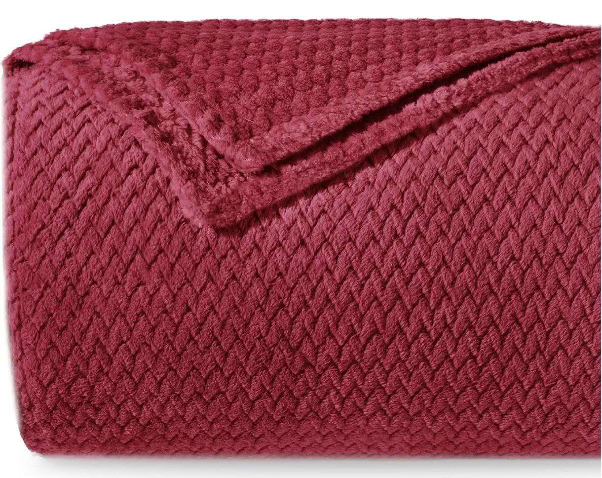 PLAID IN MORBIDA E CALDA FLANELLA CORAL BORDEAUX  160X200